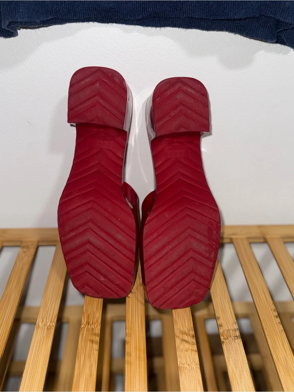 Gucci Red Patent Platform Slide Mules - Picture 6 of 6